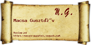 Macsa Gusztáv névjegykártya